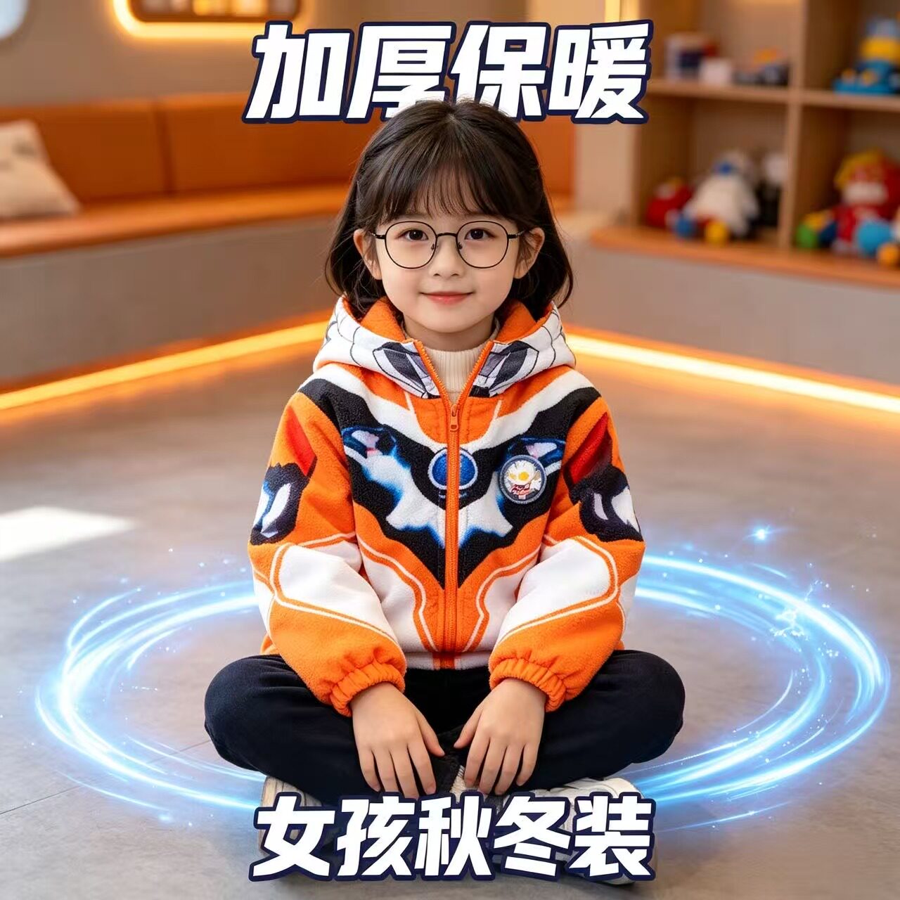 儿童奥特曼防水冲锋衣正版女孩格丽桥亮灯薄款运动cos万圣节外套