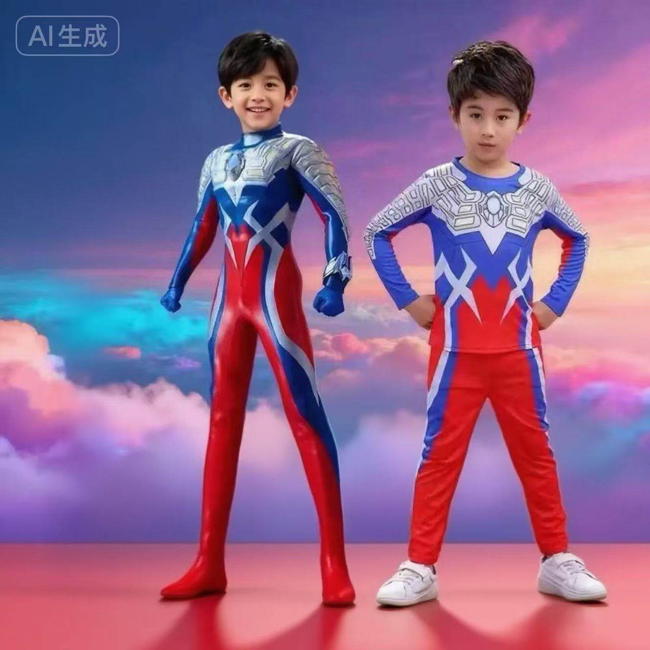 春秋季正版赛罗奥特曼套装纯棉卫衣迪迦睡衣男童长袖分体卫衣表演