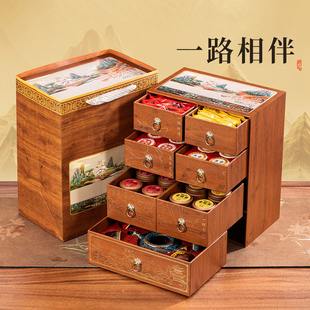强韵一路相伴六大茗茶带茶具组合装茶叶礼盒春节伴手礼送客户长辈