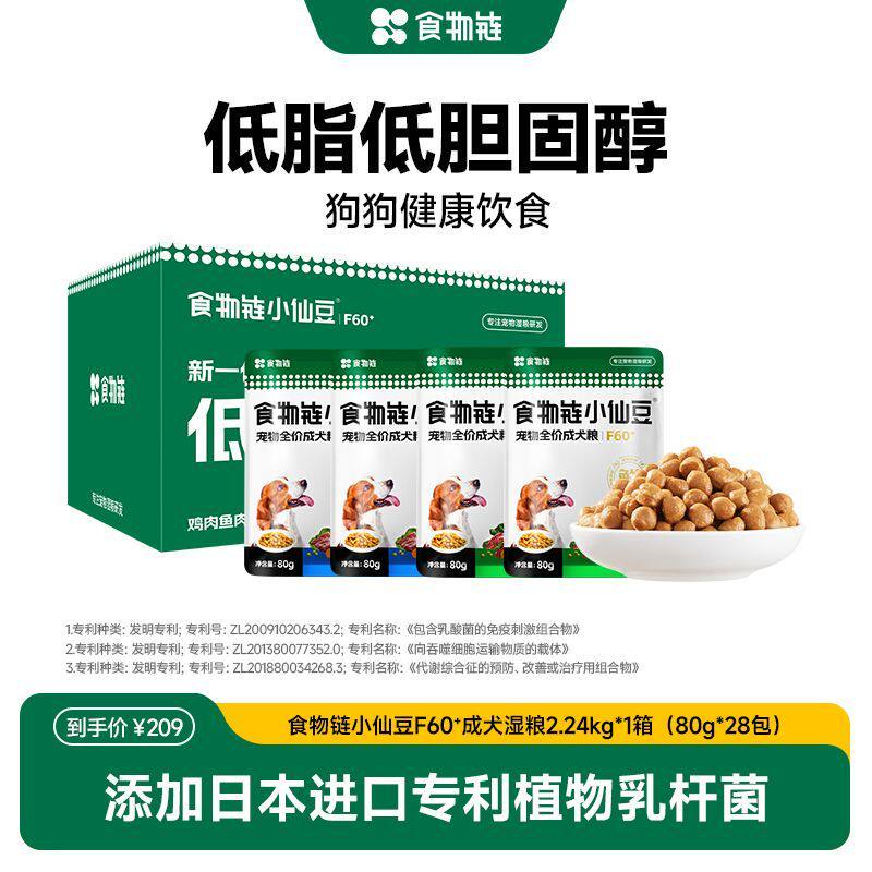 湿粮狗狗主食 食物链小仙豆F60低脂低胆固醇鲜肉健康狗狗湿粮优选