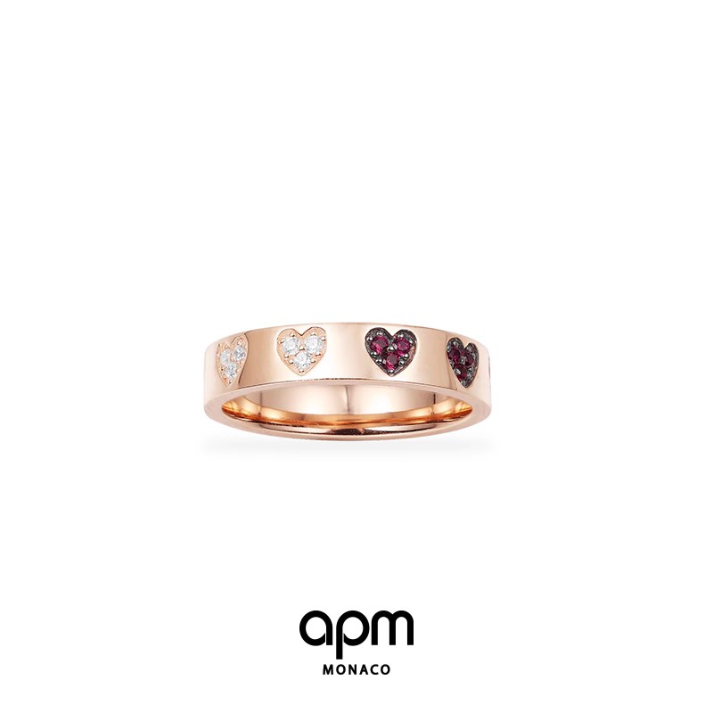 APM Monaco爱心戒指玫瑰金女设计情侣对戒精致高级送女友圣诞礼物