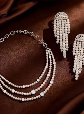 【圣诞礼物】多层项链耳环轻奢组合套装轻奢宴会生日礼物送女友