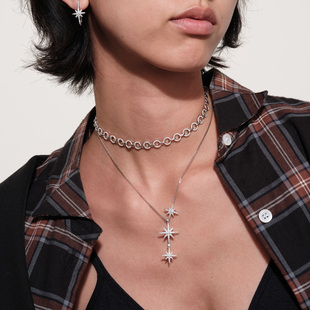 女款 微镶圆环链条925银项链 银色简约气质百搭锁骨链 monaco apm