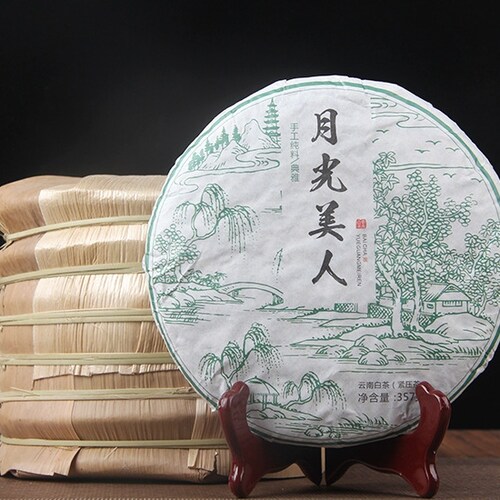 云南茶叶 普洱茶 月光白 饼 景迈山乔木古树 357克珍藏白茶