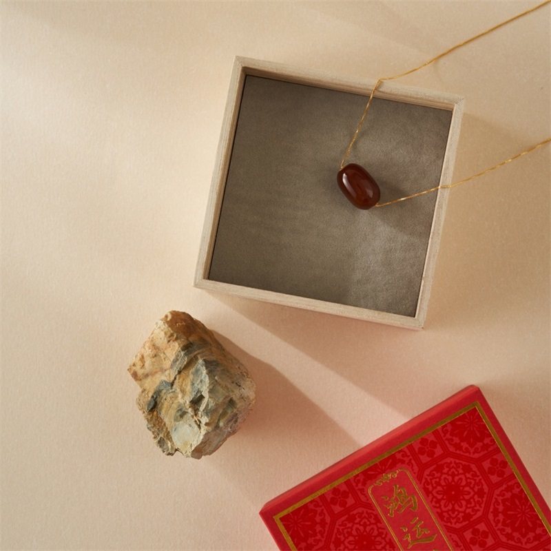 南京博物馆文创首饰鸿运当头相思红豆玛瑙项链创意节日礼品礼物