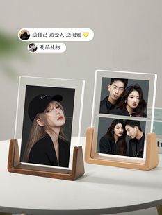 水晶丙烯相框桌夫妇定制婚礼照片6.7英寸洗照片制成实木装 饰品与