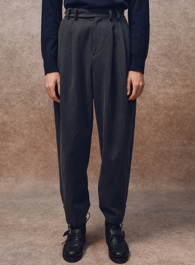 「秋冬新品」SageSalt 斜纹棉毛混纺 可调节深海蓝色九分裤3039BL