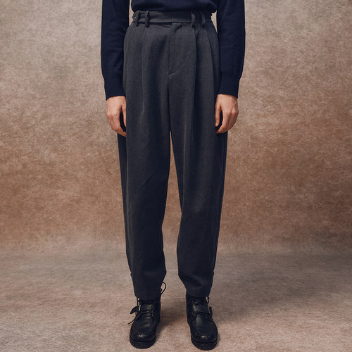 「秋冬新品」SageSalt 斜纹棉毛混纺 可调节深海蓝色九分裤3039BL