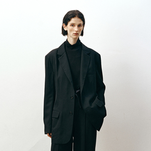 6046BK 初剪羊毛混纺墨黑色休闲西装 「秋冬新品 」SageSalt