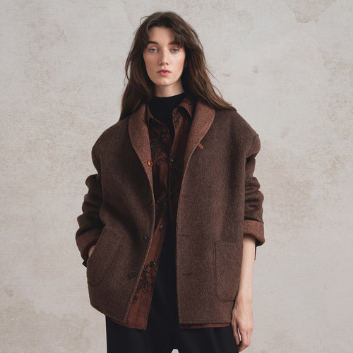 SageSalt 青果领两面穿羊毛男女双面呢夹克 6032BR