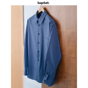 「春夏新品」SageSalt 丝绵宽松廓形暮色蓝衬衫 1053BL