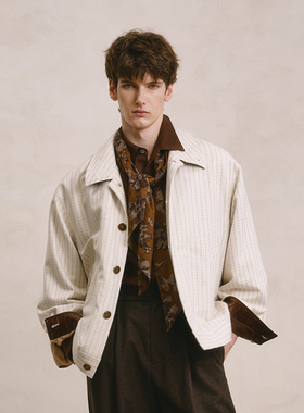 「25早春」SageSalt 双层口袋下摆松紧条纹夹克 6050ST