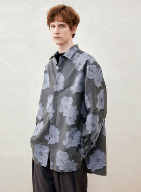 「尾码专享」SageSalt蓝色提花长袖衬衫外套宽松廓形 1022BL