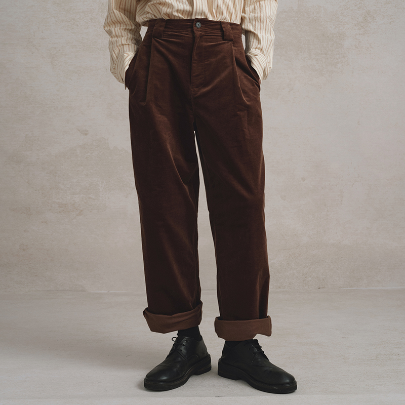 SageSalt巧克力棕色后贴袋灯芯绒男女长裤 3031CH