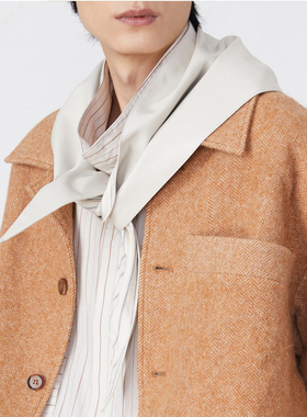 「尾码专享」象牙白色皮三角领巾双面穿戴环保皮革秋冬 AC002