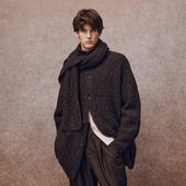 蓬松柔软 「秋冬新品 」熟褐色肌理羊毛针织外套 画家针织7025BR