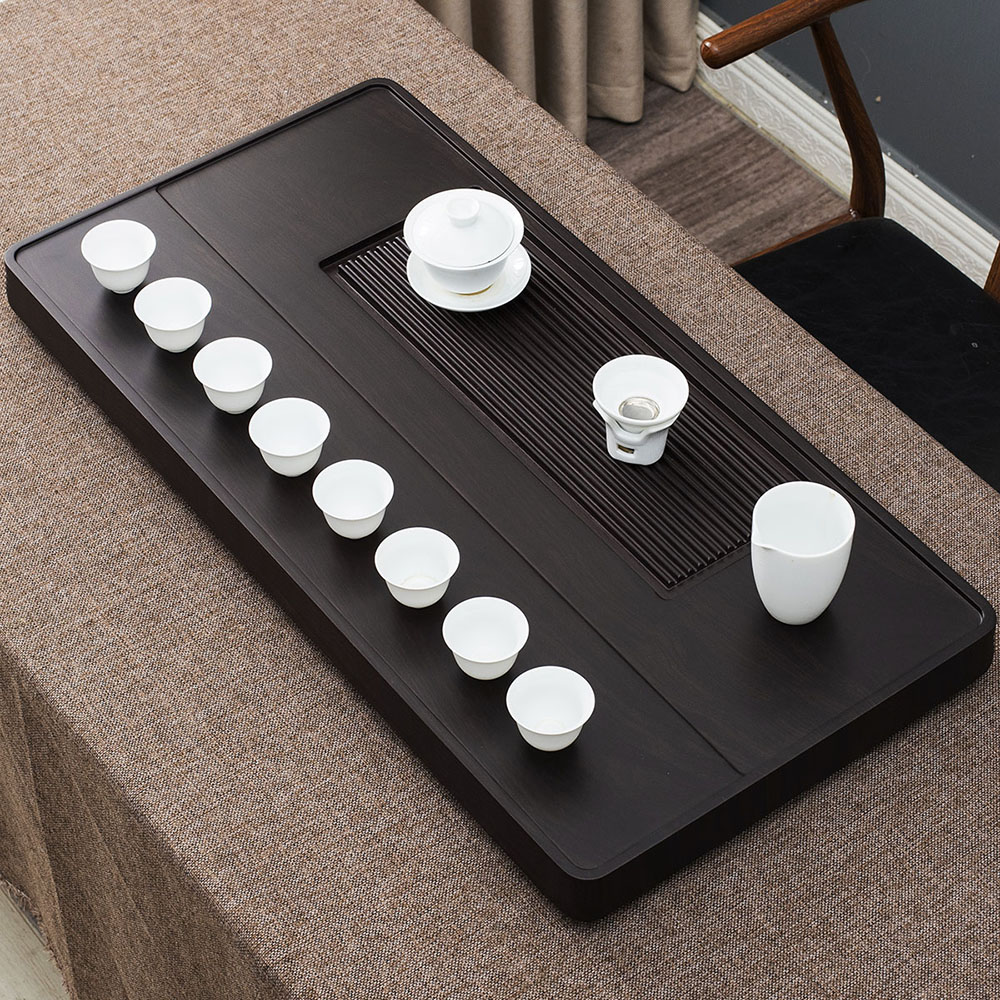 实木茶盘家用整块黑檀花梨木质茶台简易大小电木排水茶海茶具套装