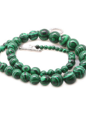 圆形绿孔雀石塔珠项链 DIY手工串珠项链4-12mm