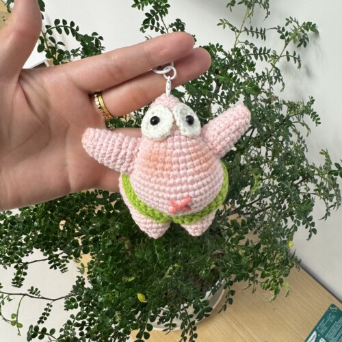 成品手工钩织翘臀派大星玩偶DIY可爱钥匙扣挂件毛线编织生日礼物