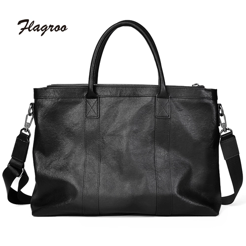 Вместительная и большая мужская кожаная сумка, из натуральной кожи