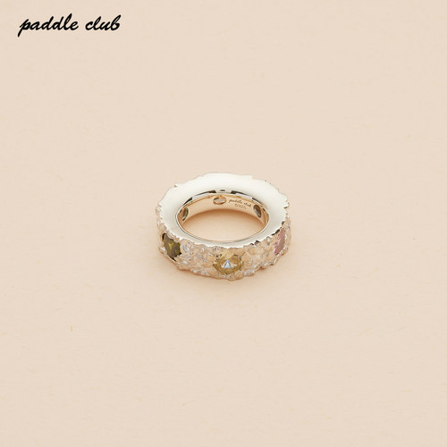 圆圈戒指花镶paddleclub925银