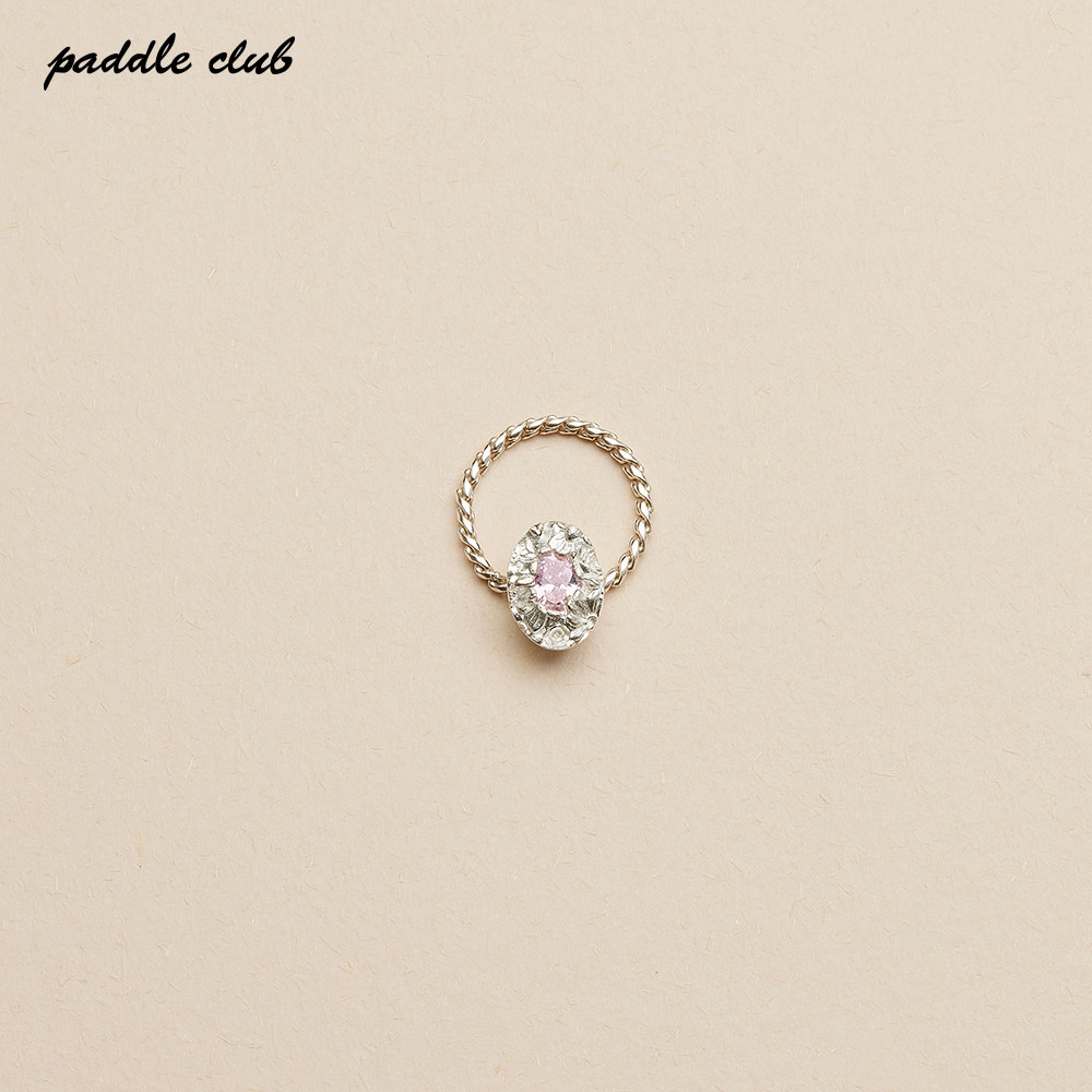 paddleclub花镶椭圆纯银戒指