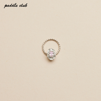 paddleclub花镶椭圆纯银戒指