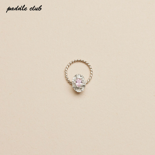 paddleclub花镶椭圆纯银戒指