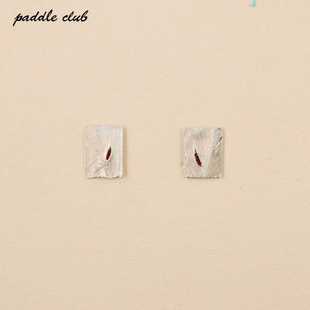 Paddle Club羽毛方片宝石耳钉