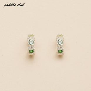 paddle club 花镶圆圈925银耳环