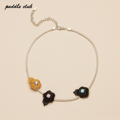 paddleclub手工雕刻木头花项链