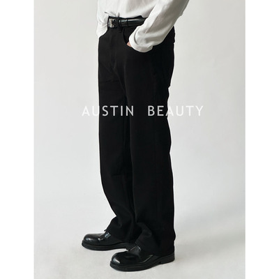 AUSTINBEAUTY【冬季牛王】静奢新贵底植绒直筒牛仔裤百搭