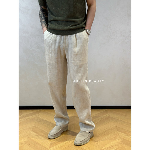 AUSTINBEAUTY【麻屿风清】2026新款亚麻垂感松弛休闲长裤通勤百搭