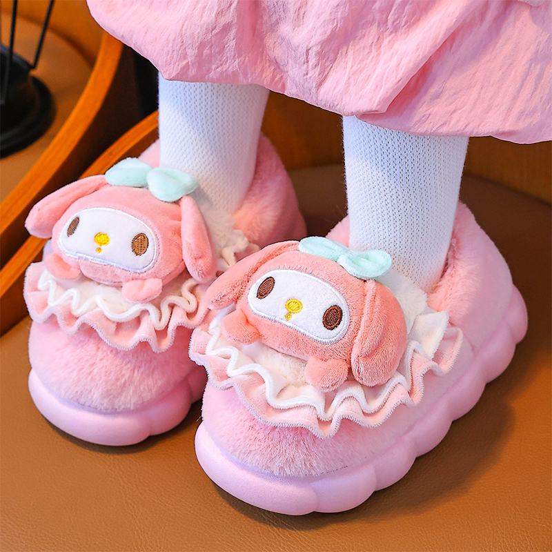 可爱卡通包跟儿童棉拖鞋
