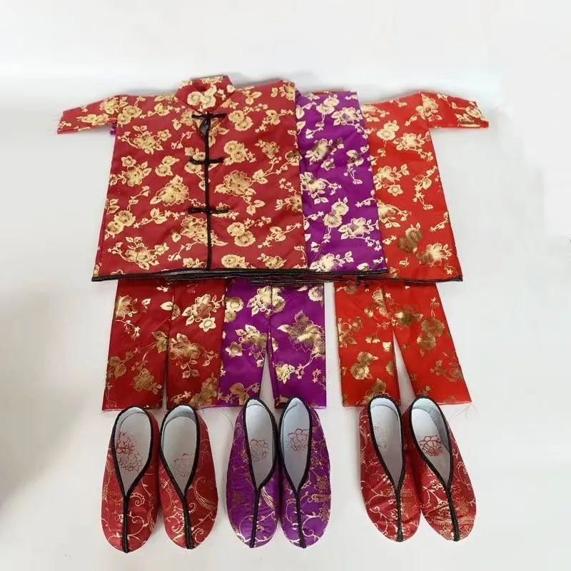 1110套男女布料绸缎加棉寒衣鞋袜帽子烧纸十月一布棉服