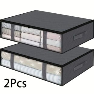 2pcs Large Under Bed Storage Bags Non-woven Clothes Organize