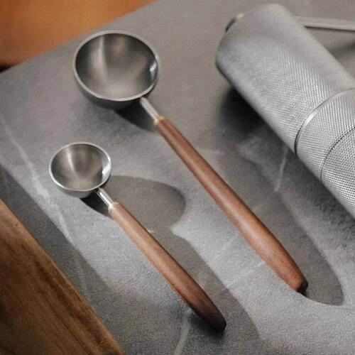 25ml Wooden Handle Stainless Steel Coffee Scoop Tablespoon M