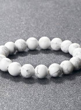 Natural White Howlite Real Stone Bracelet 6/8/10mm Beads0
