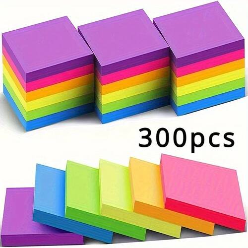 300/600PCS six colors  blank color fluorescent post-it notes