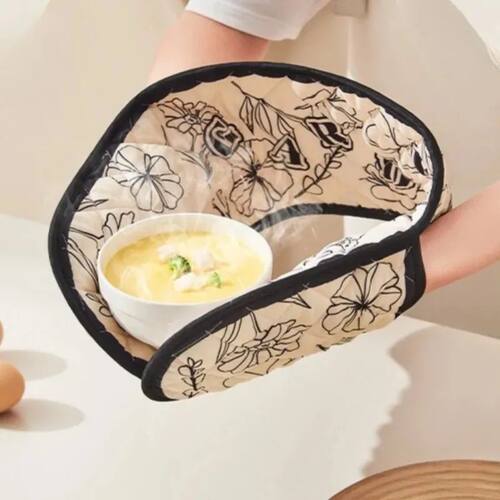 Heat Resistant Oven Mitts Gloves Long Safety Flower Pattern