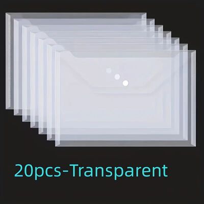 20Pcs Plastic Envelope Transparent Waterproof Reusable File