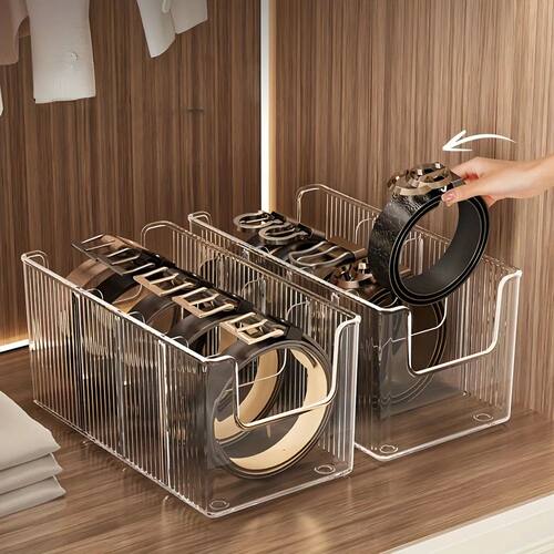Plastic Belt Organizer Large Capacity Divided Storage Shelf