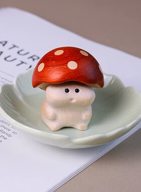 新款创意可爱蘑菇木雕摆件实木雕刻蘑菇摆件家居装饰品送礼佳品