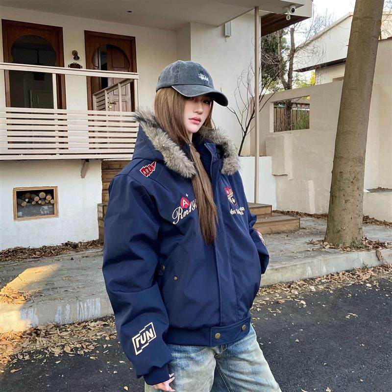 棉服女美式复古刺绣徽章座山雕棉衣外套男女冬季小众加厚保暖夹克,女装/女士精品,时尚套装,淘宝优惠券,粉丝福利购,淘宝优惠卷