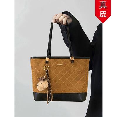 秋冬季小香棕色通勤大容量托特包包女2025新款高级感手提单肩大包