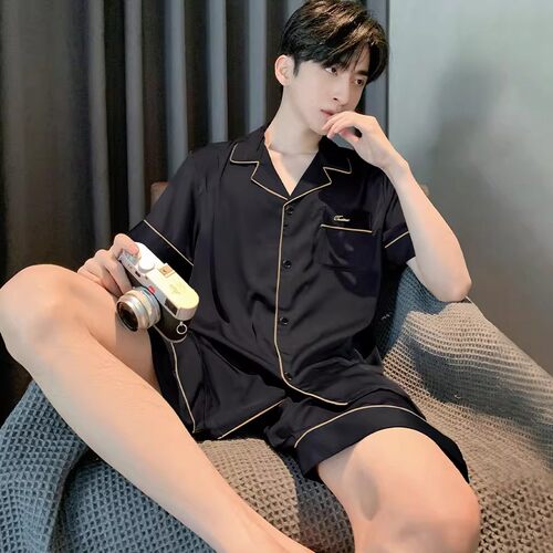 德国睡衣男夏冰丝短袖家居服套装