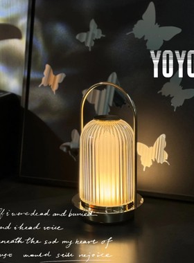 复古手提小夜灯卧室床头灯高级感户外氛围桌灯清酒吧充电结婚台灯