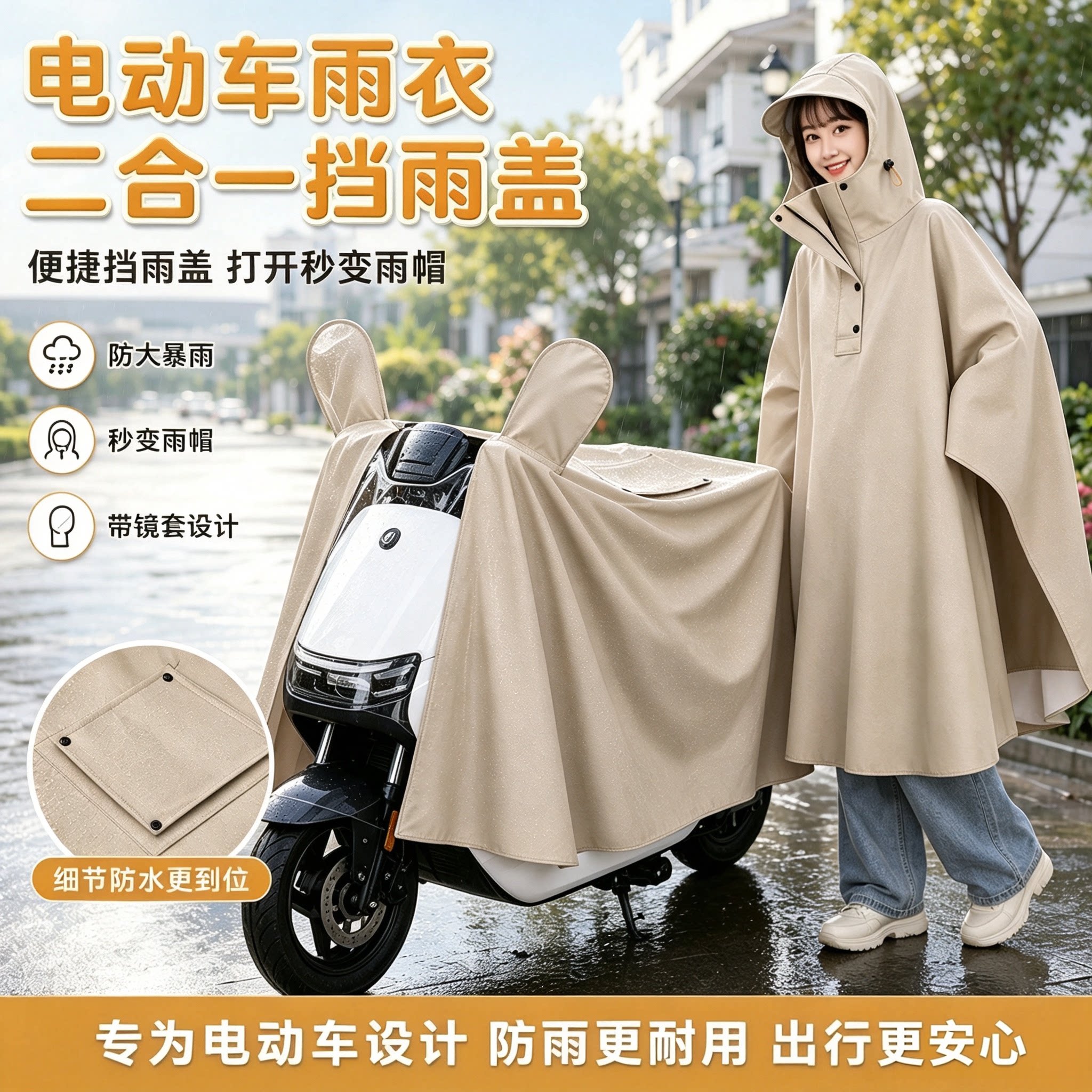 新款雨衣电动车雨披防暴雨加厚长款女骑行全身加大电车男专用防水