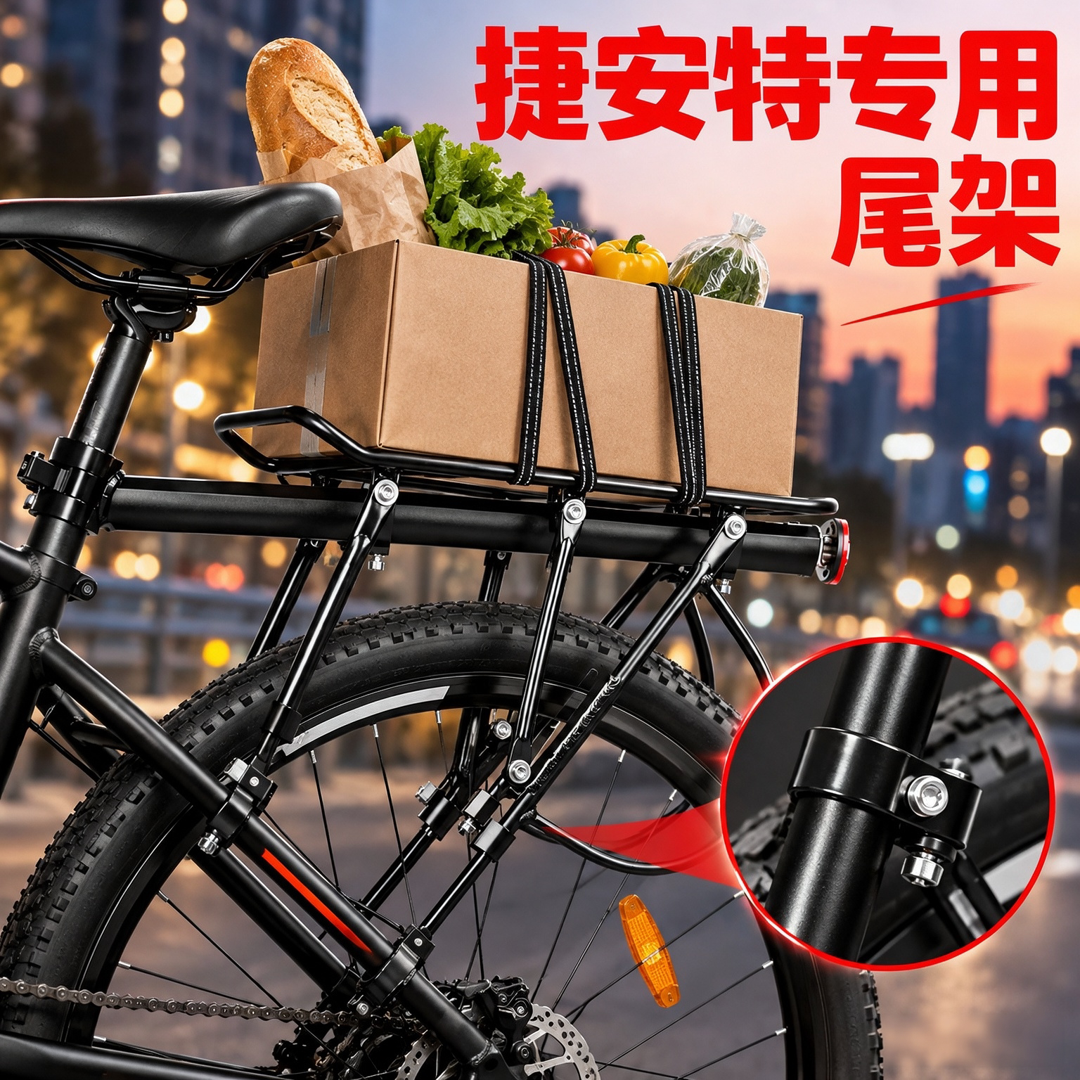 适用捷安特山地车货架自行车后货架铝合金快拆车尾架公路单车配件