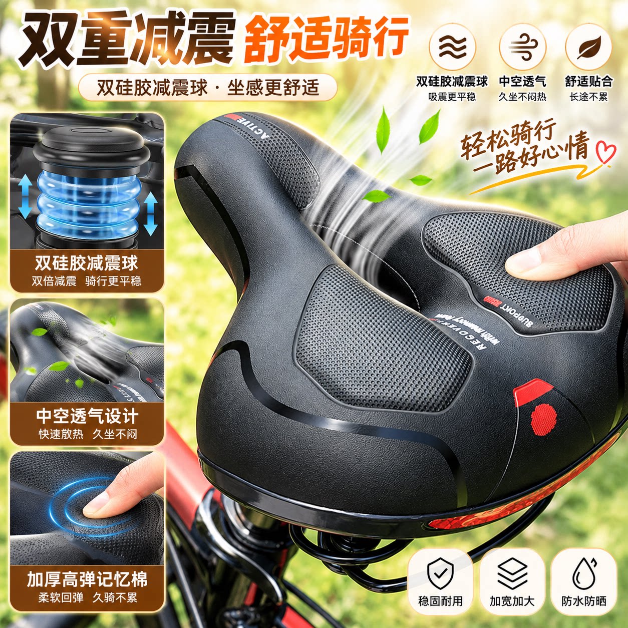 适用于凤凰永久自行车坐垫舒适山地车座减震加厚座子单车骑行配件